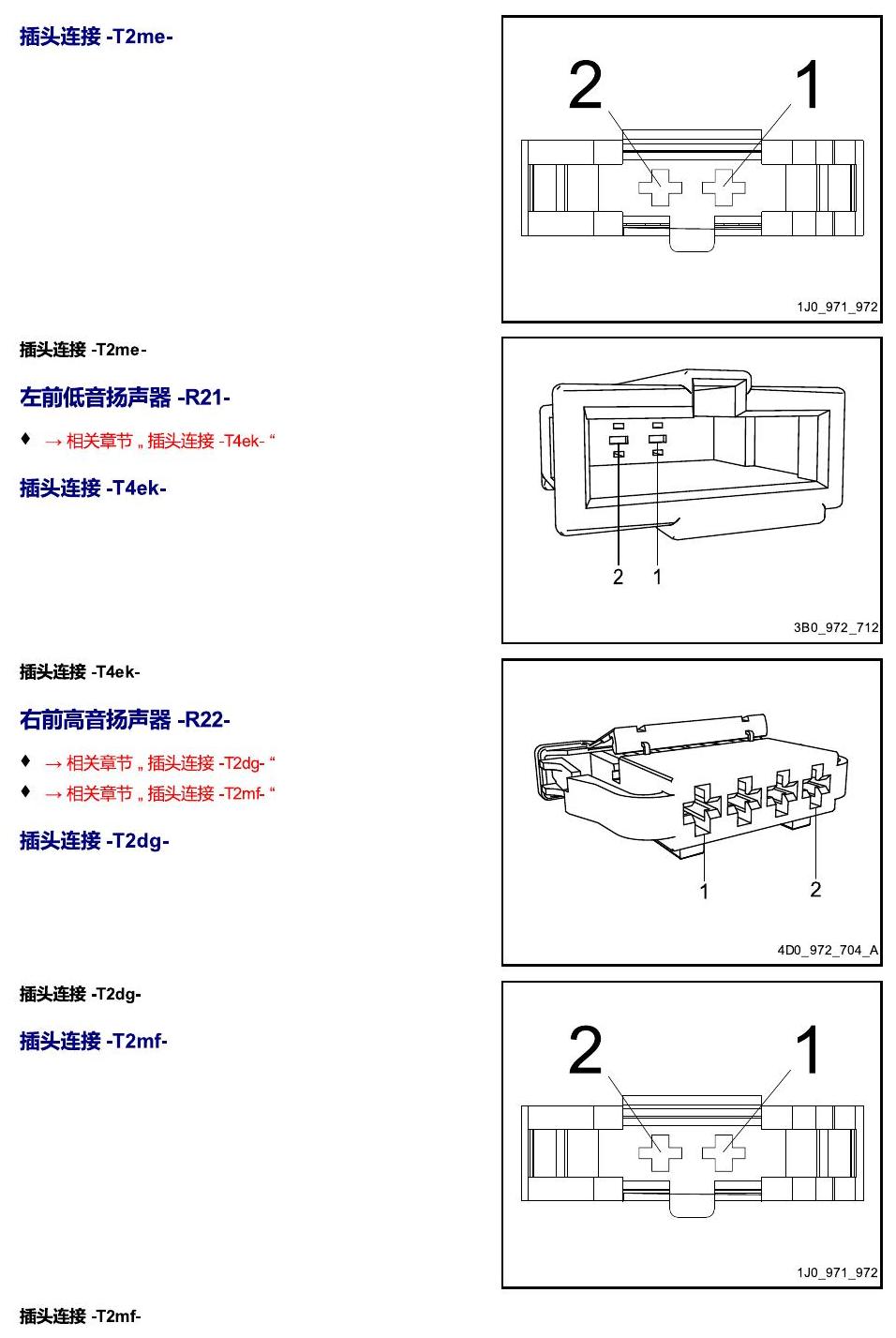 进口大众途锐 以 R 开头的零件 电路图
