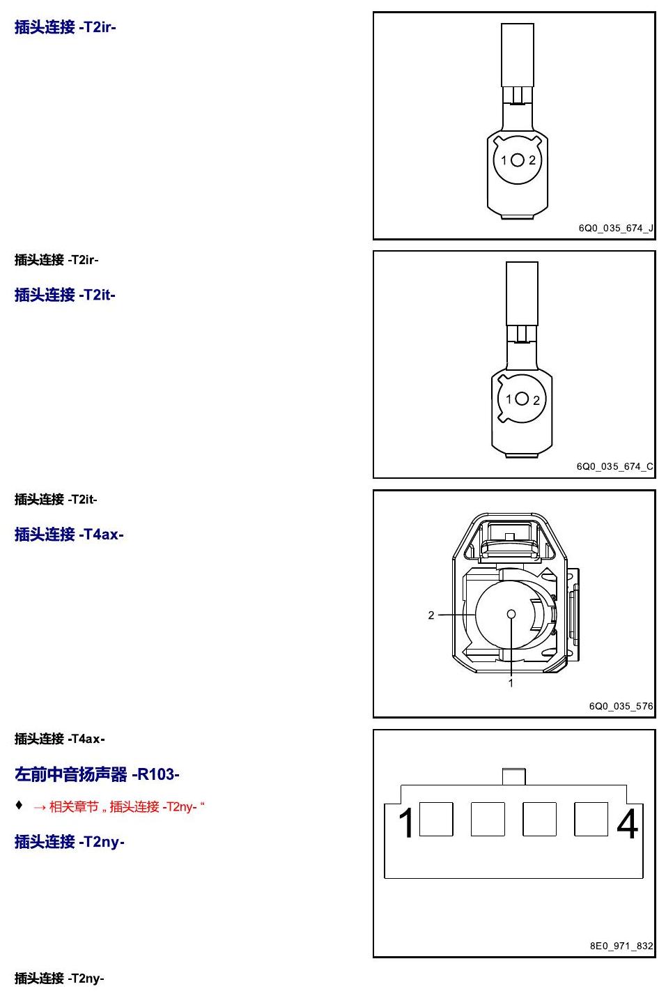 进口大众途锐 以 R 开头的零件 电路图