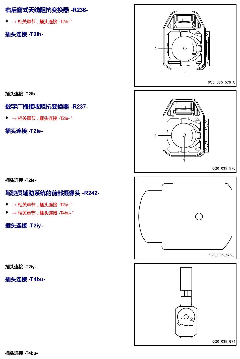 进口大众途锐 以 R 开头的零件 电路图