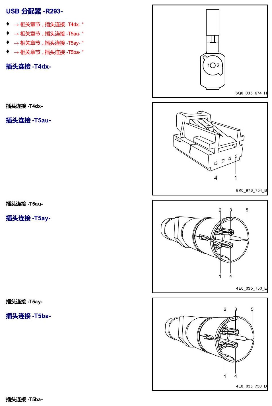 进口大众途锐 以 R 开头的零件 电路图