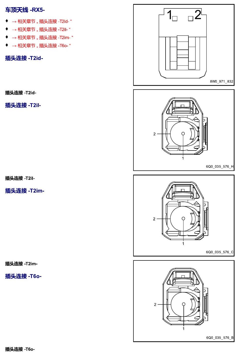 进口大众途锐 以 R 开头的零件 电路图