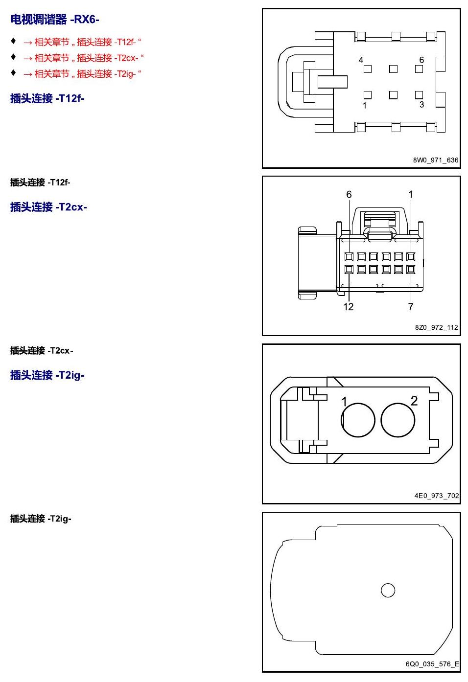 进口大众途锐 以 R 开头的零件 电路图