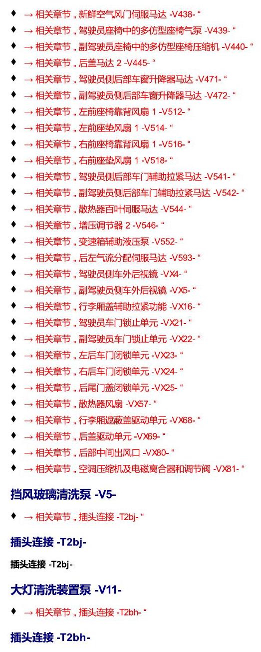 进口大众途锐 以 V 开头的零件 电路图