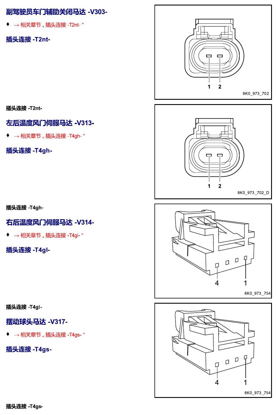 进口大众途锐 以 V 开头的零件 电路图