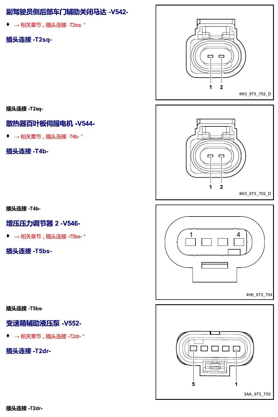 进口大众途锐 以 V 开头的零件 电路图