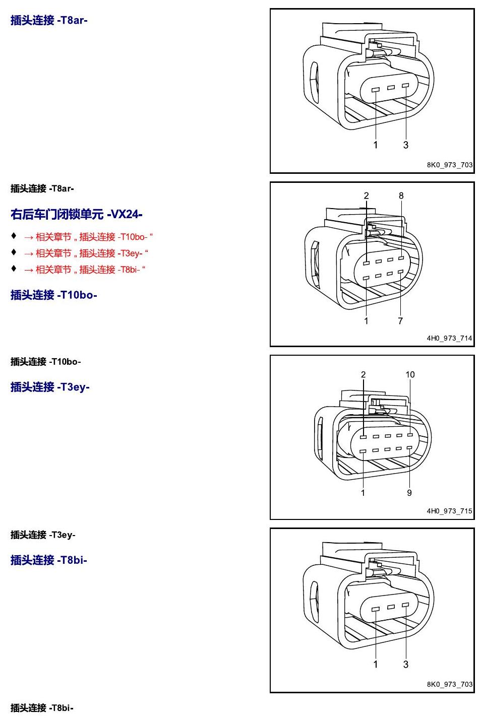 进口大众途锐 以 V 开头的零件 电路图