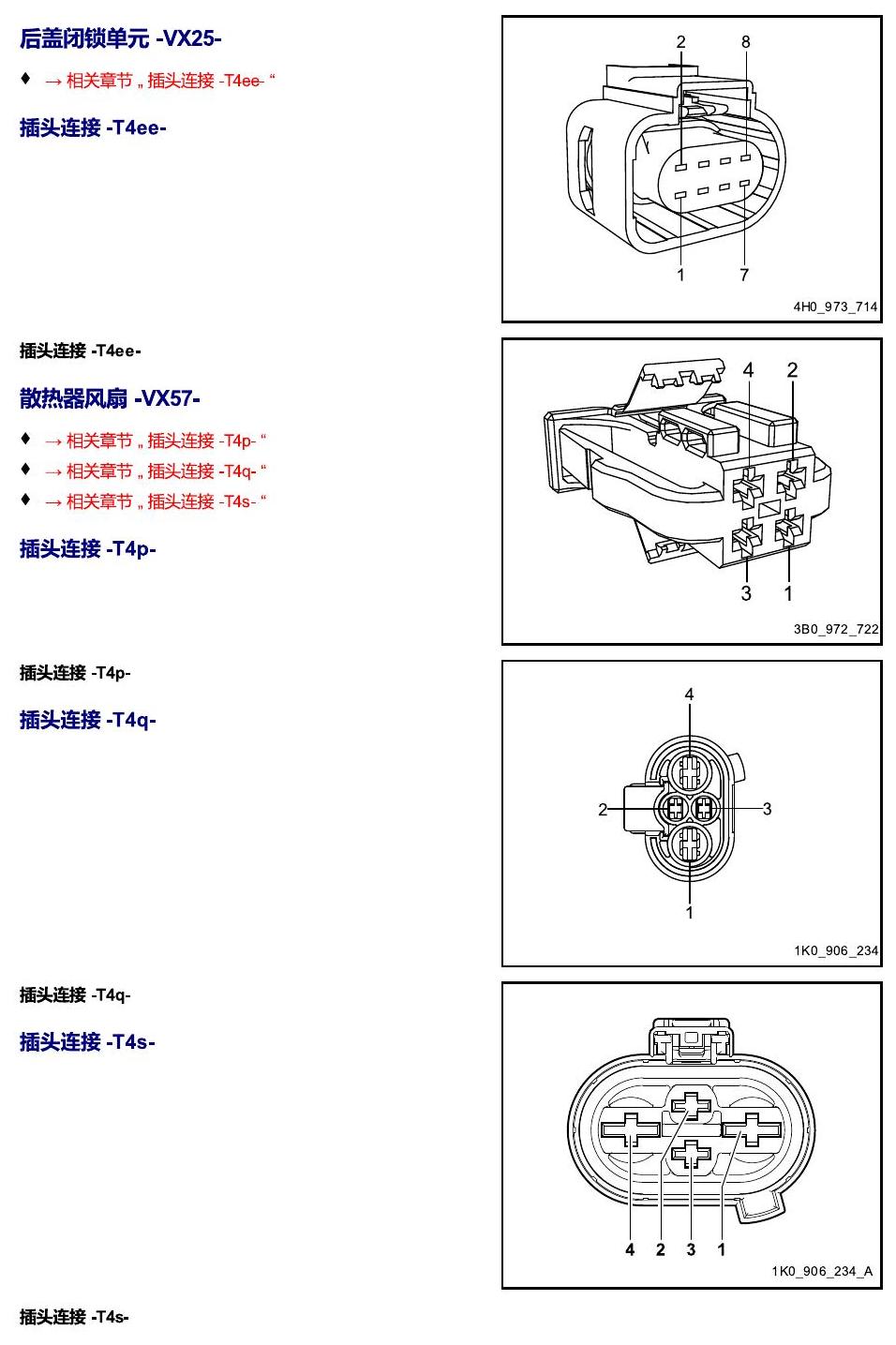 进口大众途锐 以 V 开头的零件 电路图
