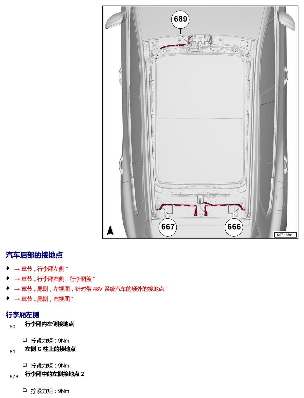 进口大众途锐 接地点 电路图
