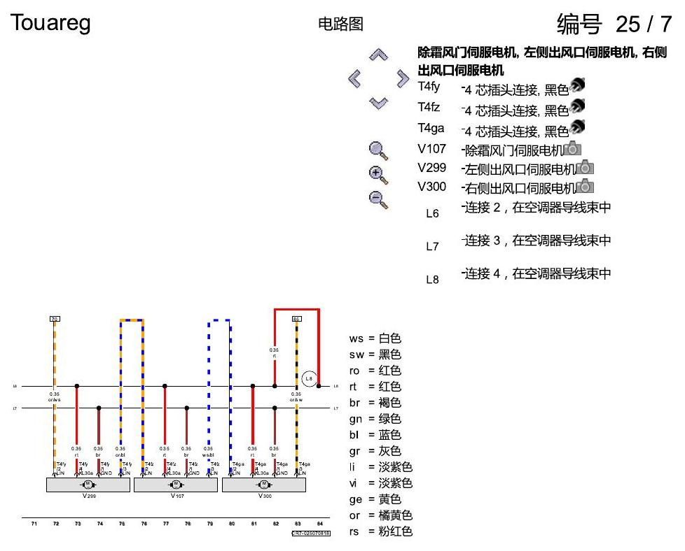 进口大众途锐 带 2 区温度调节的全自动空调 , (9AD) 电路图