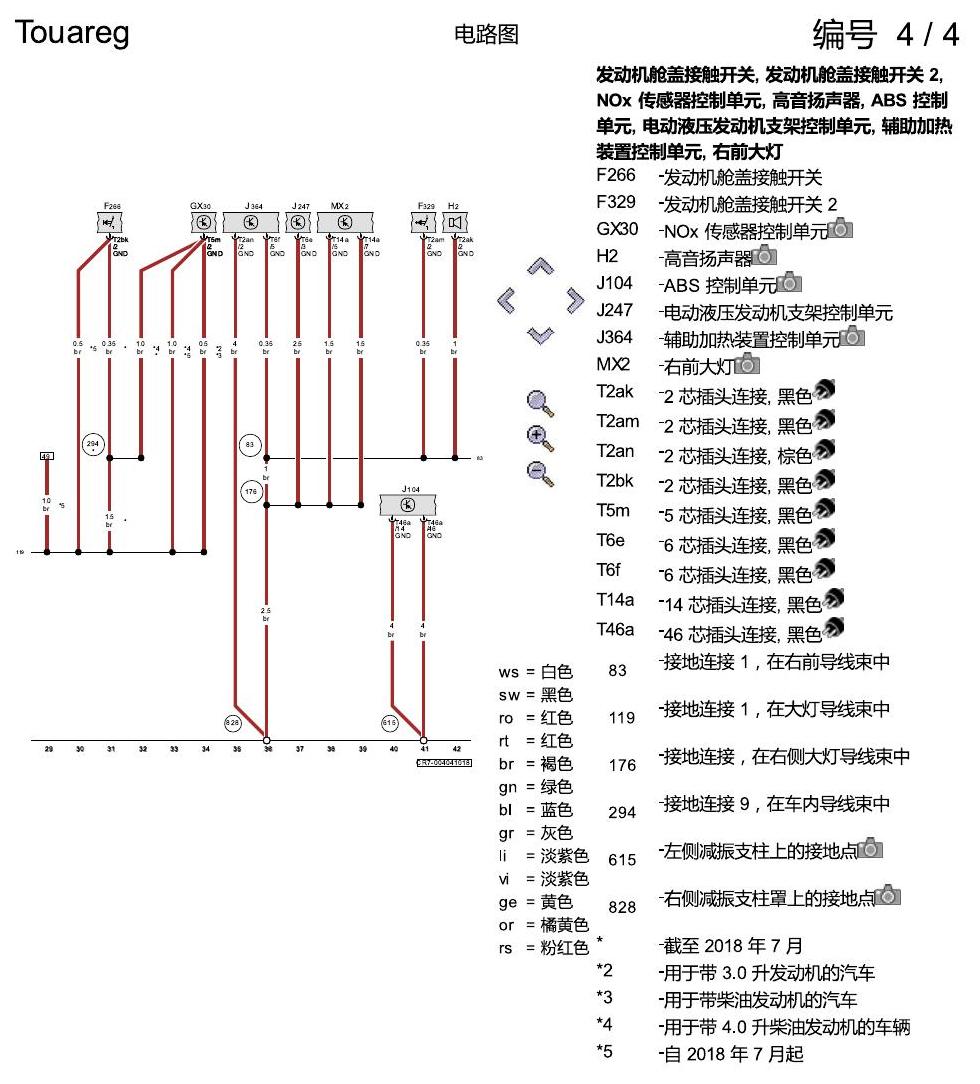 进口大众途锐 接地设计 电路图