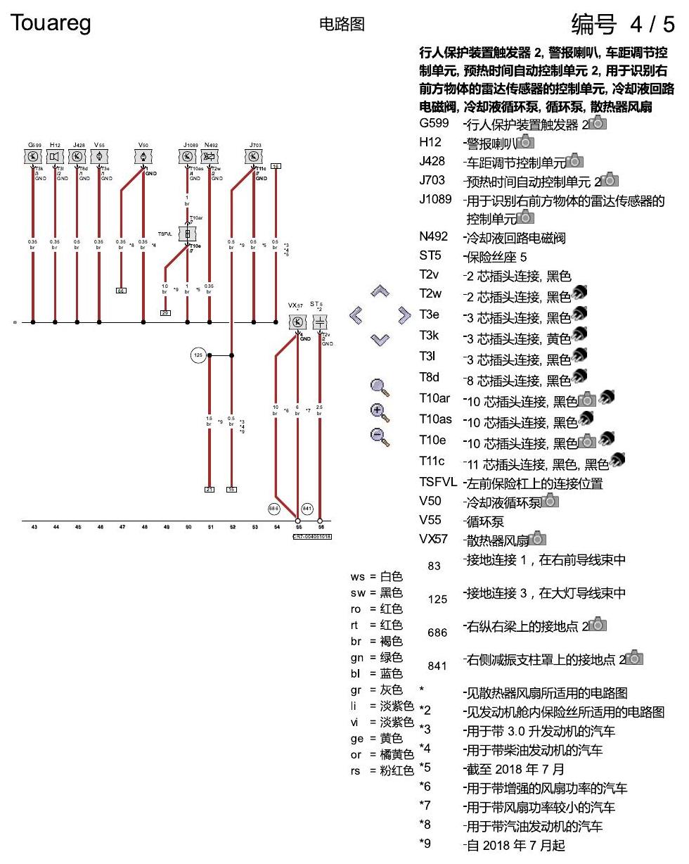 进口大众途锐 接地设计 电路图