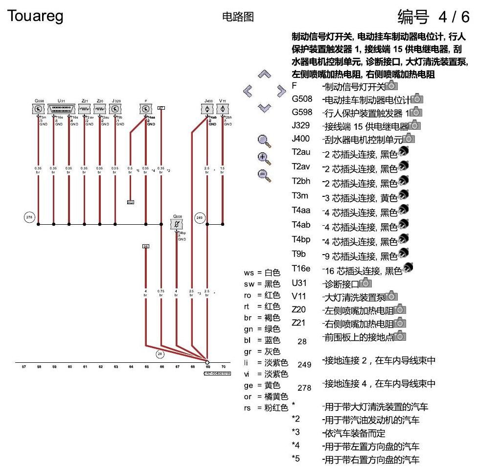 进口大众途锐 接地设计 电路图