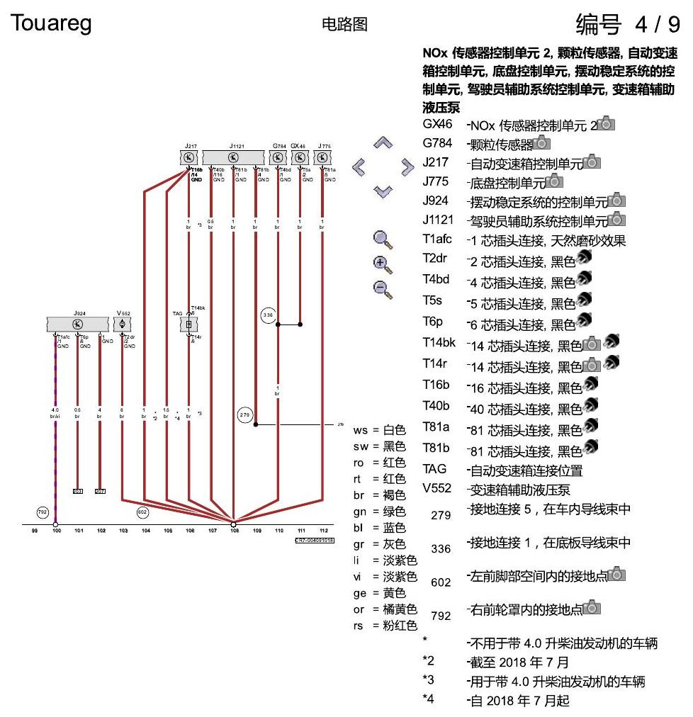 进口大众途锐 接地设计 电路图