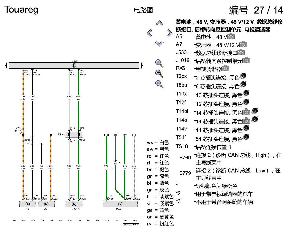 进口大众途锐 数据总线联网 电路图