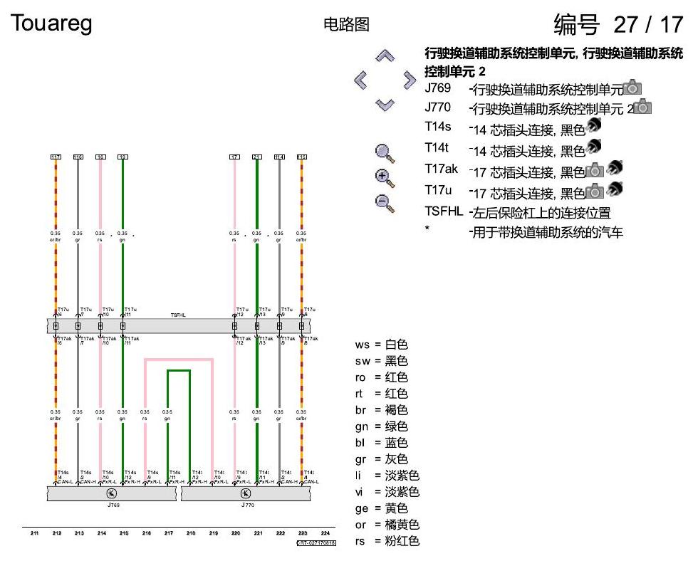 进口大众途锐 数据总线联网 电路图