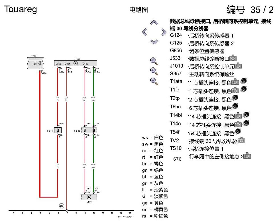 进口大众途锐 机电式后桥转向系 , (0N1),(0N5),(GH1) 电路图
