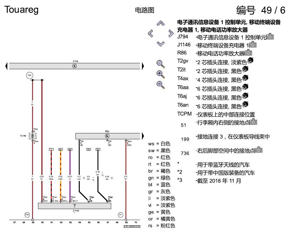 进口大众途锐 移动电话系统 , (9IJ),(9IN),(9ZC),(9ZK),(9ZX) 电路图