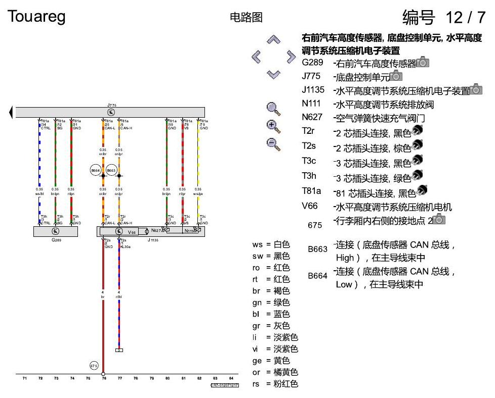 进口大众途锐 自适应底盘调节系统 DCC , (1BK) 电路图