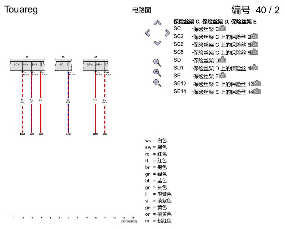 进口大众途锐 舒适便捷系统 电路图