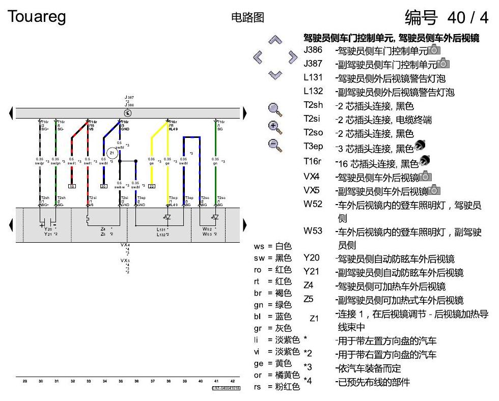 进口大众途锐 舒适便捷系统 电路图