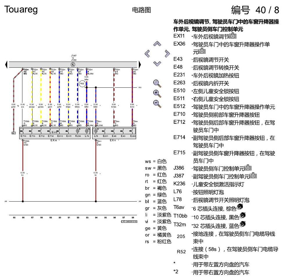 进口大众途锐 舒适便捷系统 电路图