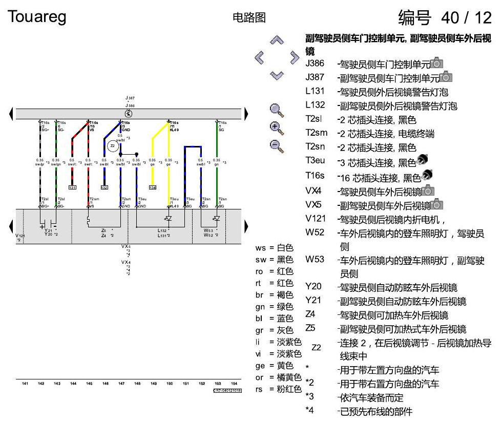 进口大众途锐 舒适便捷系统 电路图
