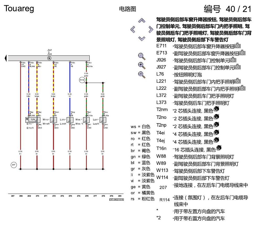 进口大众途锐 舒适便捷系统 电路图