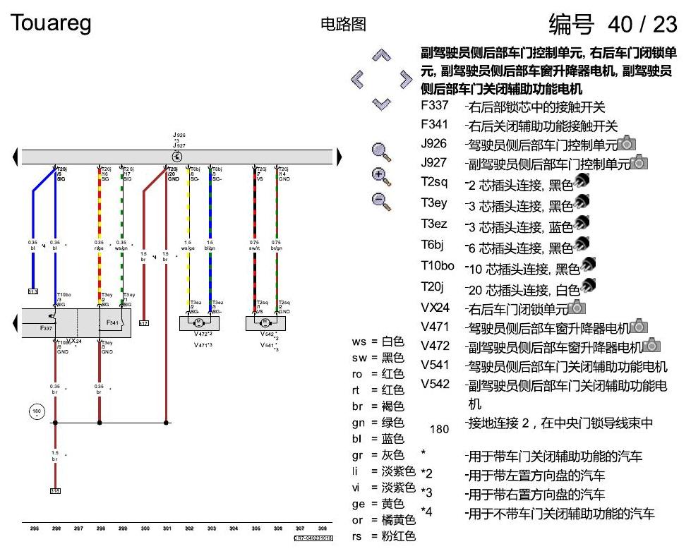 进口大众途锐 舒适便捷系统 电路图