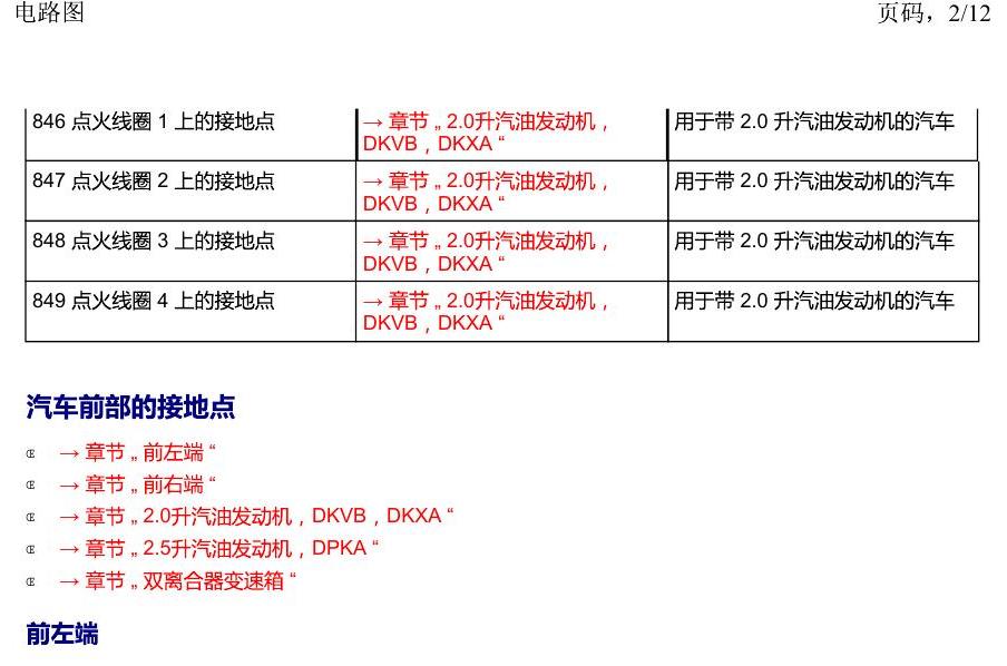 上海大众19途昂 安装位置 接地点 电路图