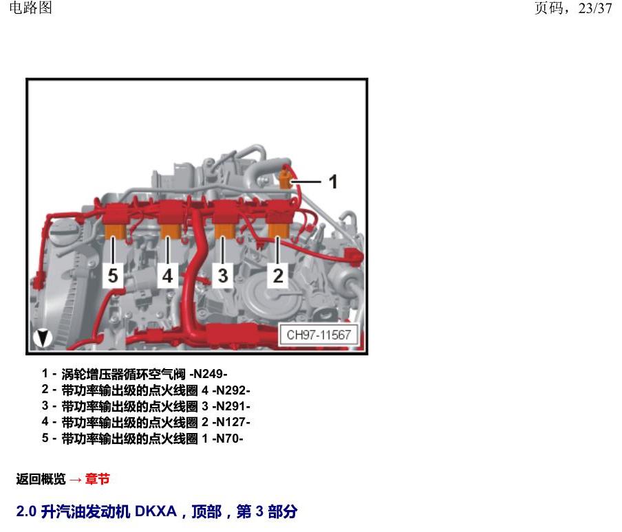 上海大众19途昂 安装位置 汽车前部 电路图