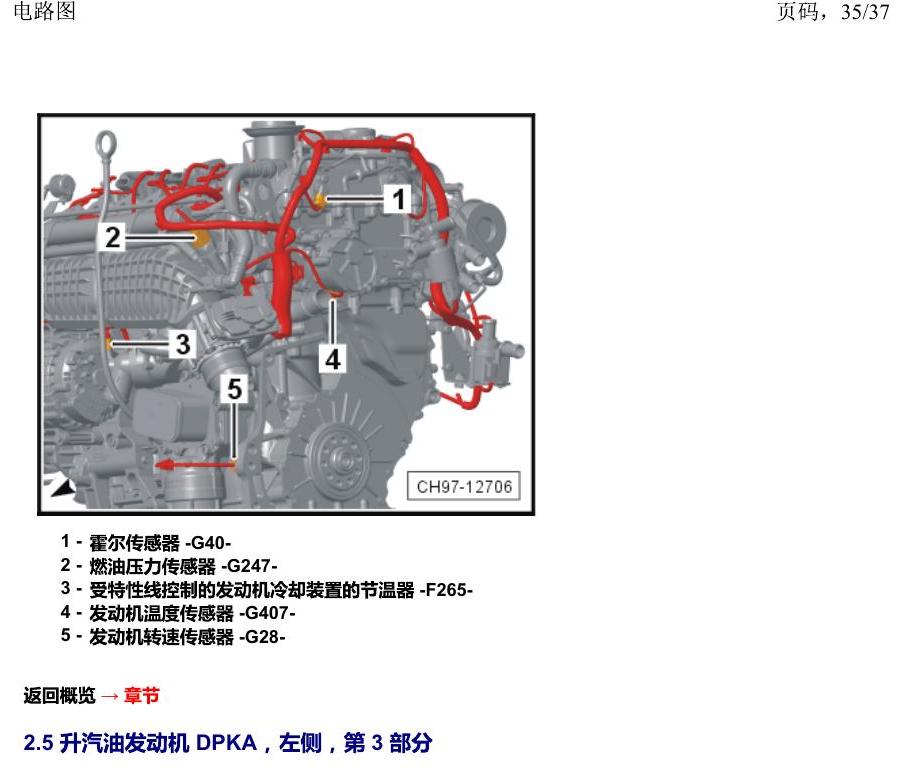 上海大众19途昂 安装位置 汽车前部 电路图
