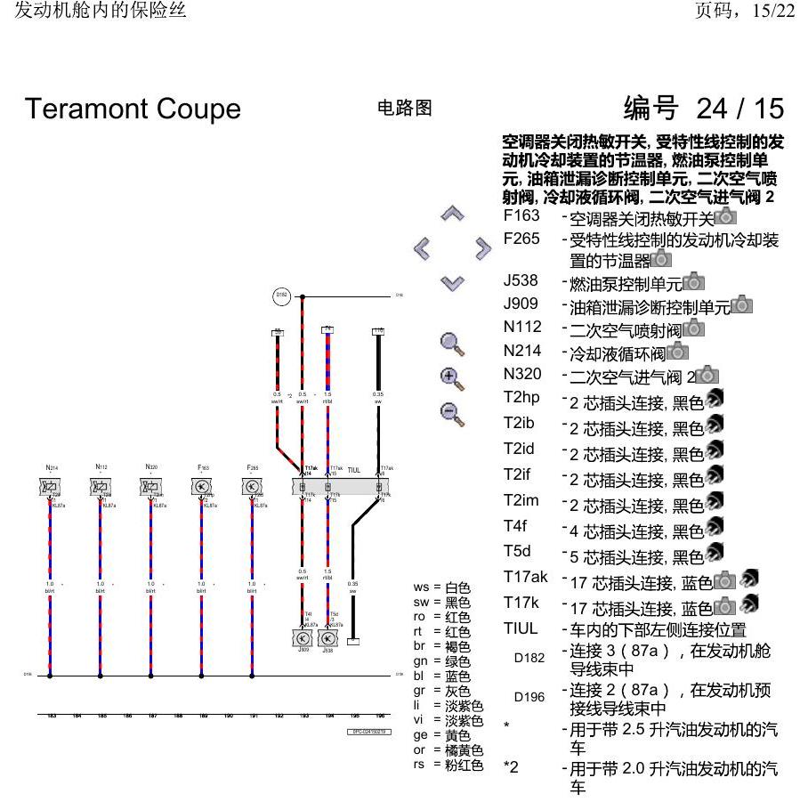 上海大众19途昂 电路图 发动机舱内的保险丝 电路图