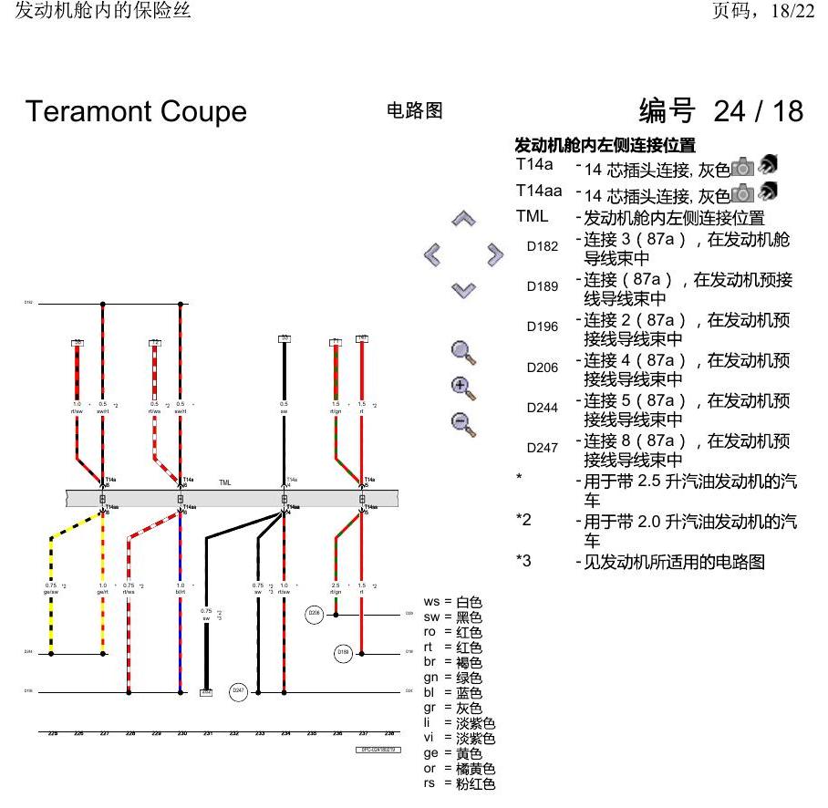 上海大众19途昂 电路图 发动机舱内的保险丝 电路图