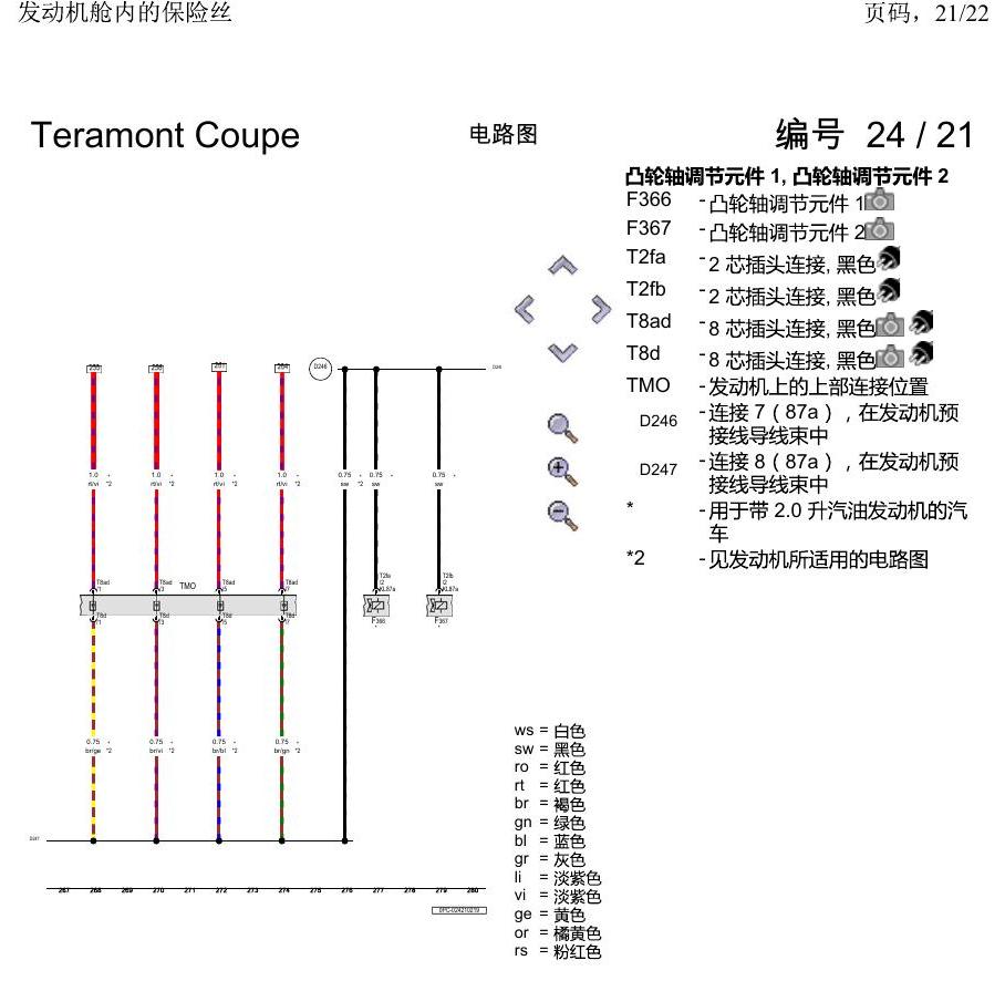 上海大众19途昂 电路图 发动机舱内的保险丝 电路图