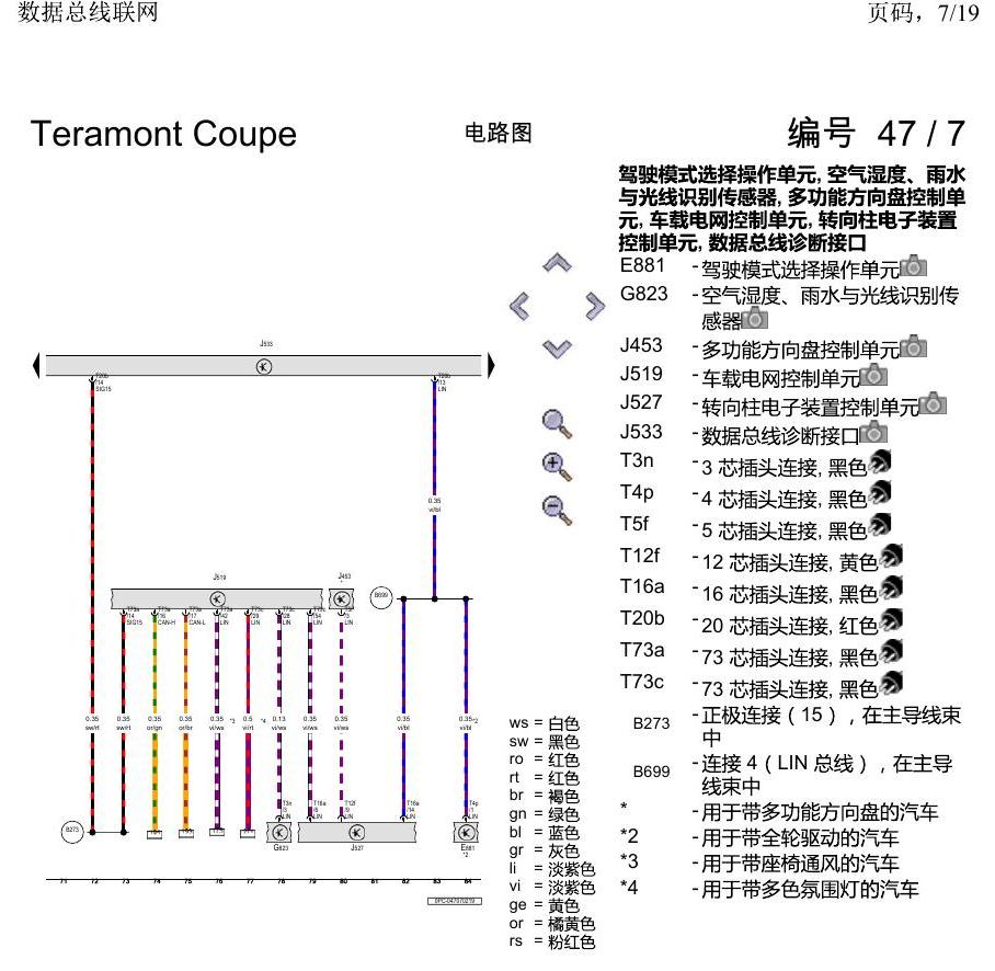 上海大众19途昂 电路图 数据总线联网 电路图