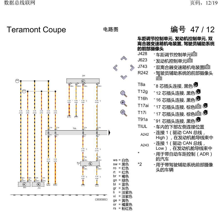 上海大众19途昂 电路图 数据总线联网 电路图
