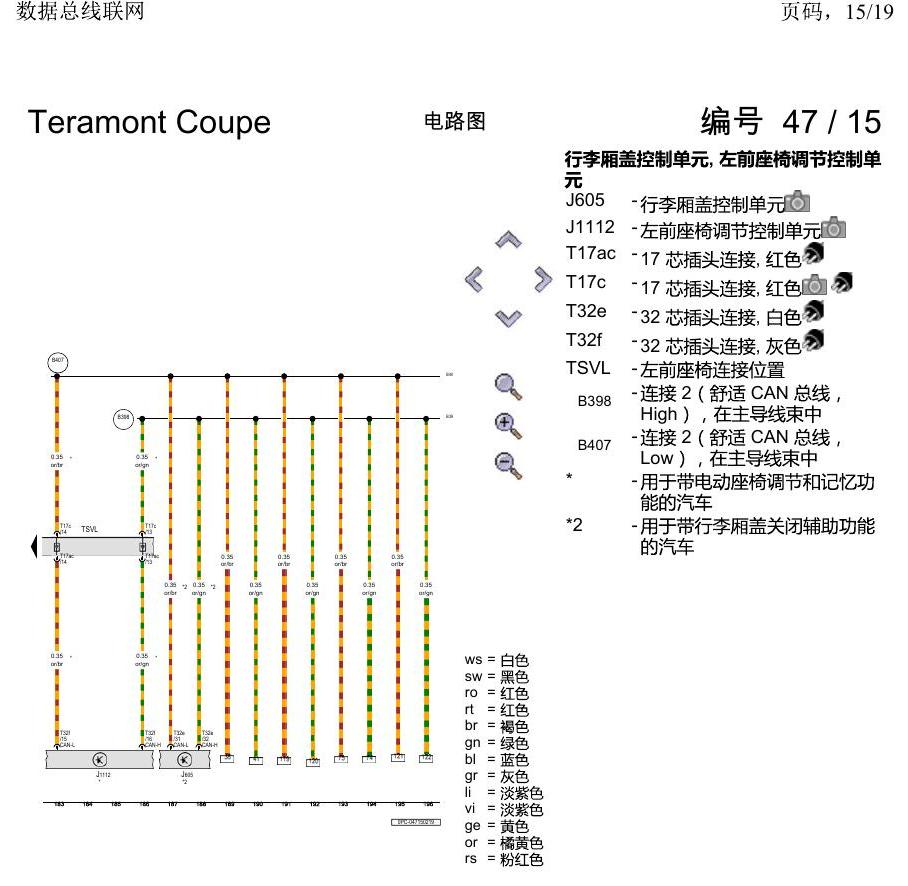 上海大众19途昂 电路图 数据总线联网 电路图