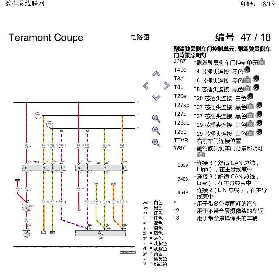 上海大众19途昂 电路图 数据总线联网 电路图
