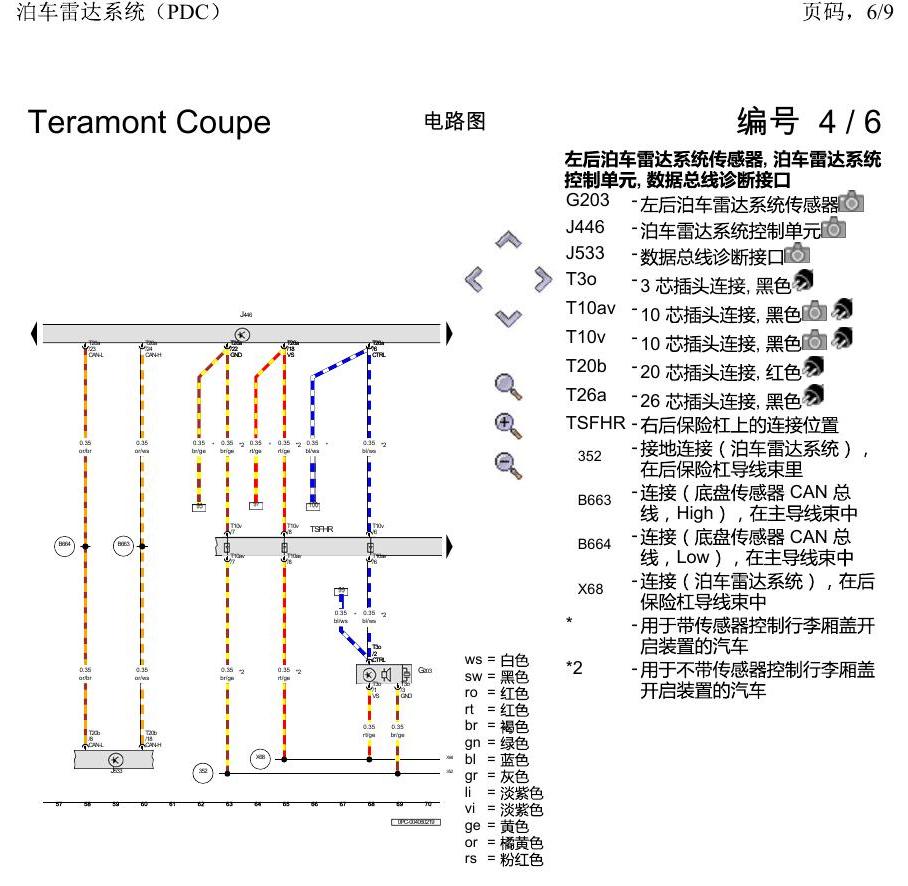上海大众19途昂 电路图 泊车雷达系统(PDC) 电路图