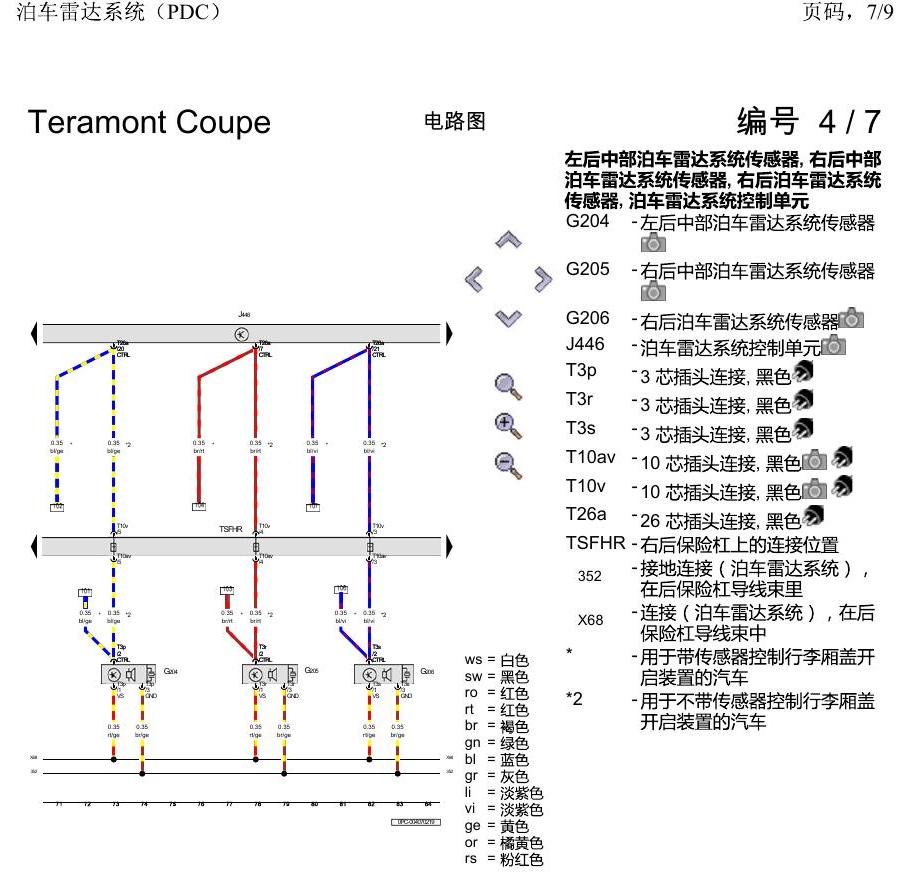 上海大众19途昂 电路图 泊车雷达系统(PDC) 电路图