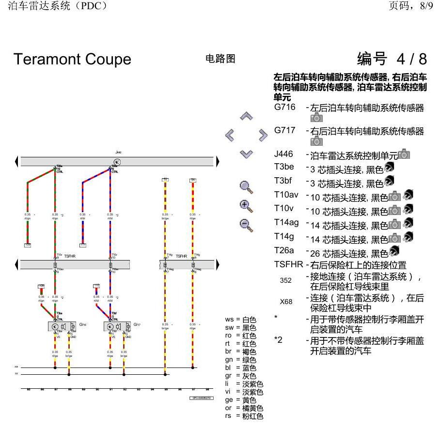 上海大众19途昂 电路图 泊车雷达系统(PDC) 电路图