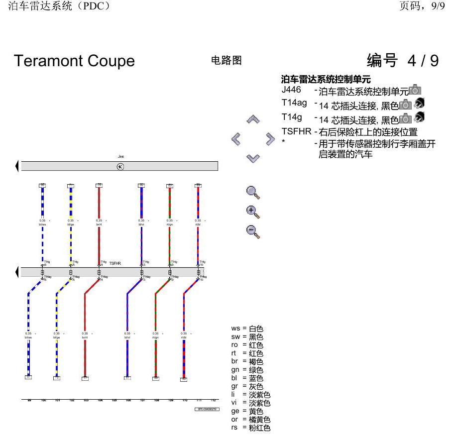 上海大众19途昂 电路图 泊车雷达系统(PDC) 电路图