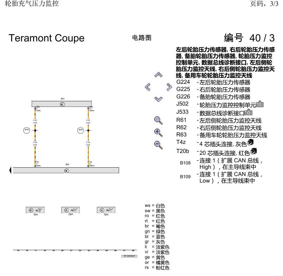 上海大众19途昂 电路图 轮胎充气压力监控 电路图