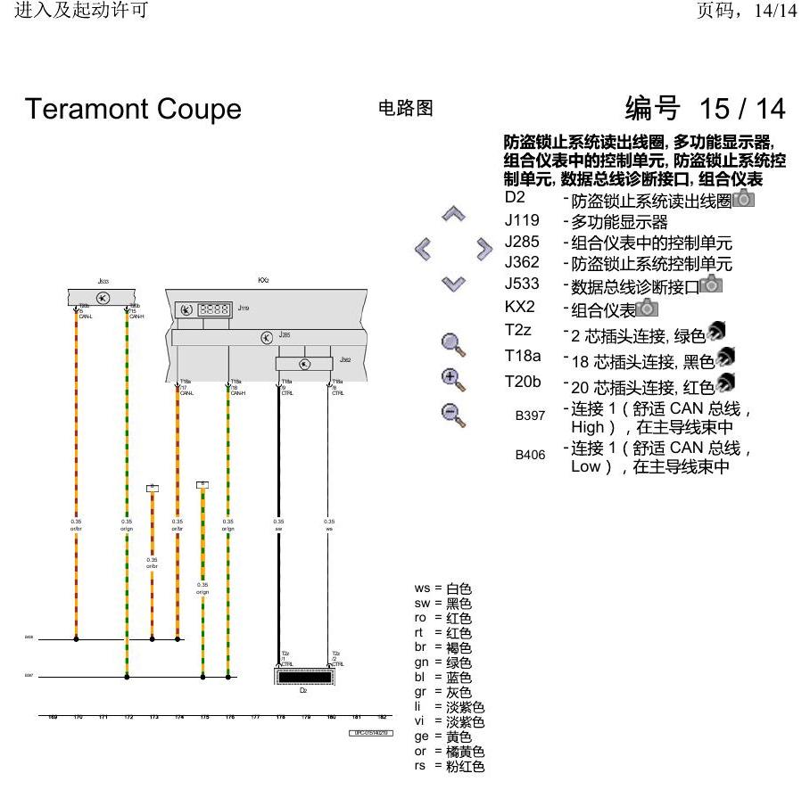 上海大众19途昂 电路图 进入及起动许可 电路图