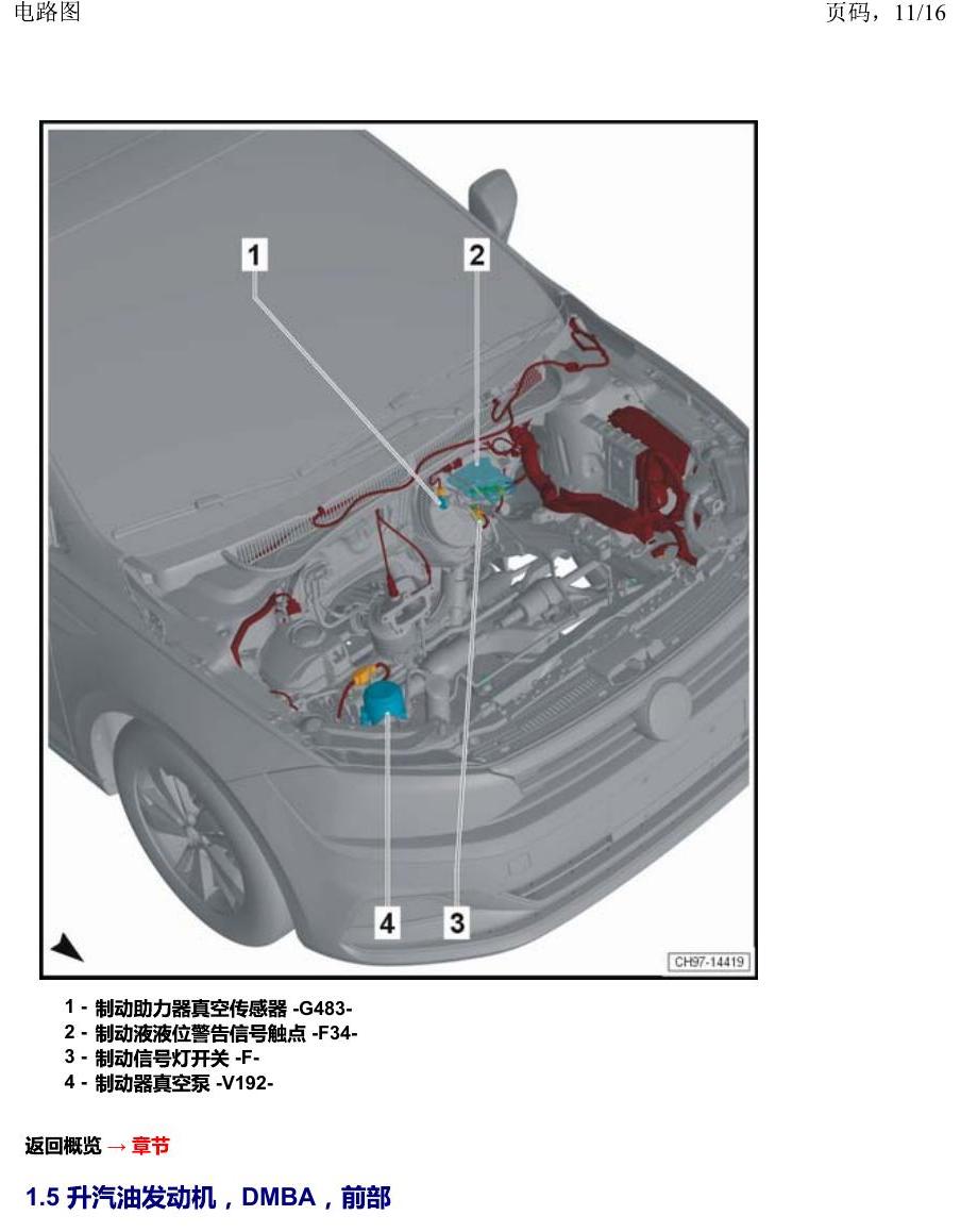 上海大众2020 POLO 安装位置 车辆前部 电路图