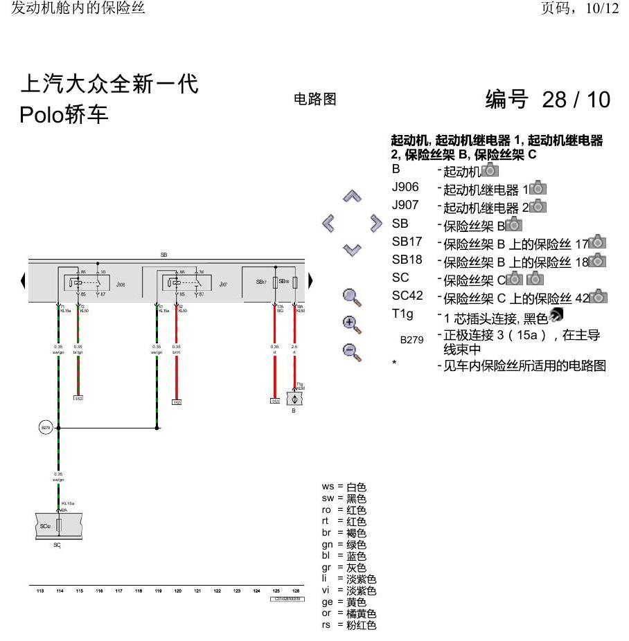 上海大众2020 POLO 电路图 发动机舱内的保险丝 电路图
