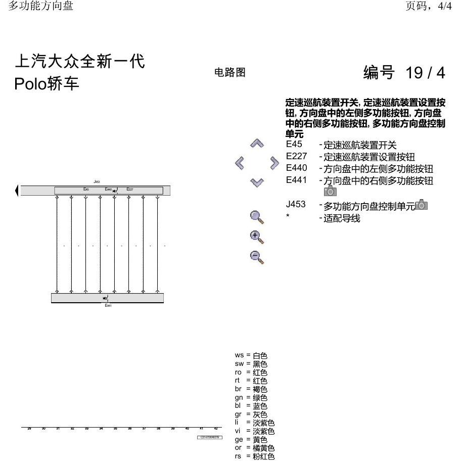 上海大众2020 POLO 电路图 多功能方向盘 电路图