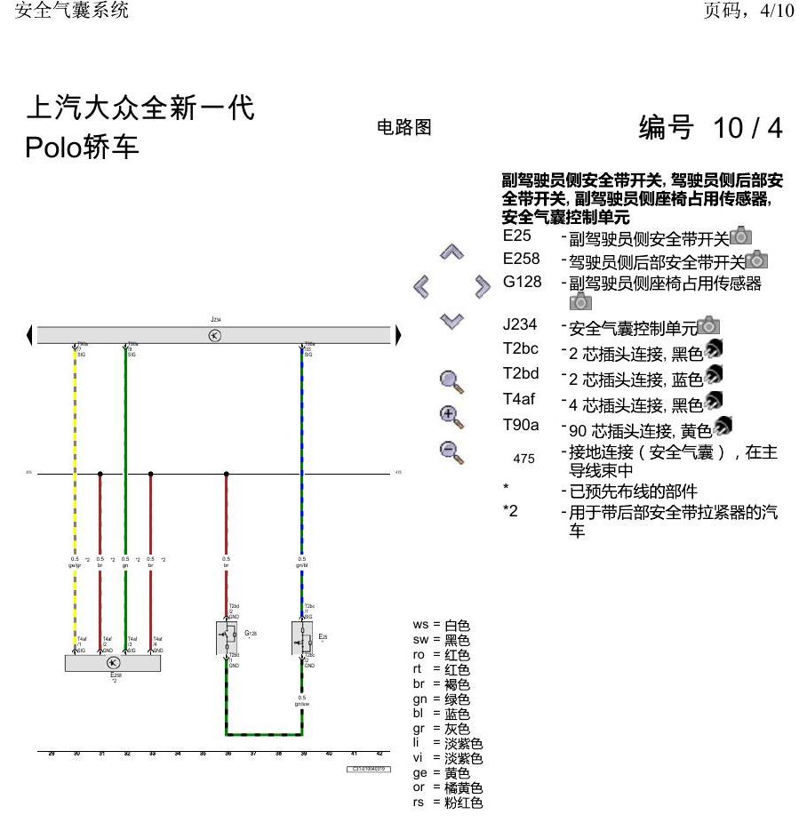 上海大众2020 POLO 电路图 安全气囊系统 电路图