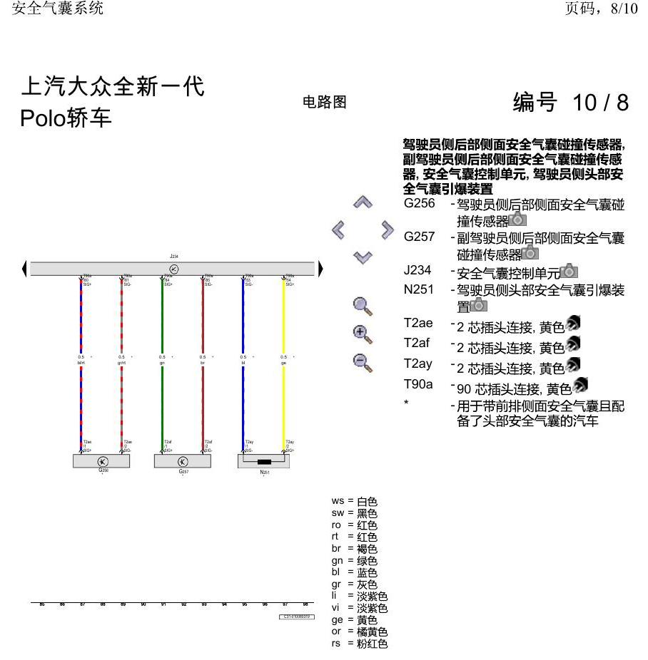 上海大众2020 POLO 电路图 安全气囊系统 电路图