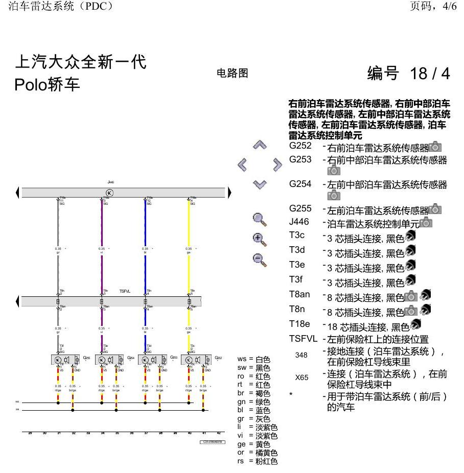上海大众2020 POLO 电路图 泊车雷达系统(PDC) 电路图